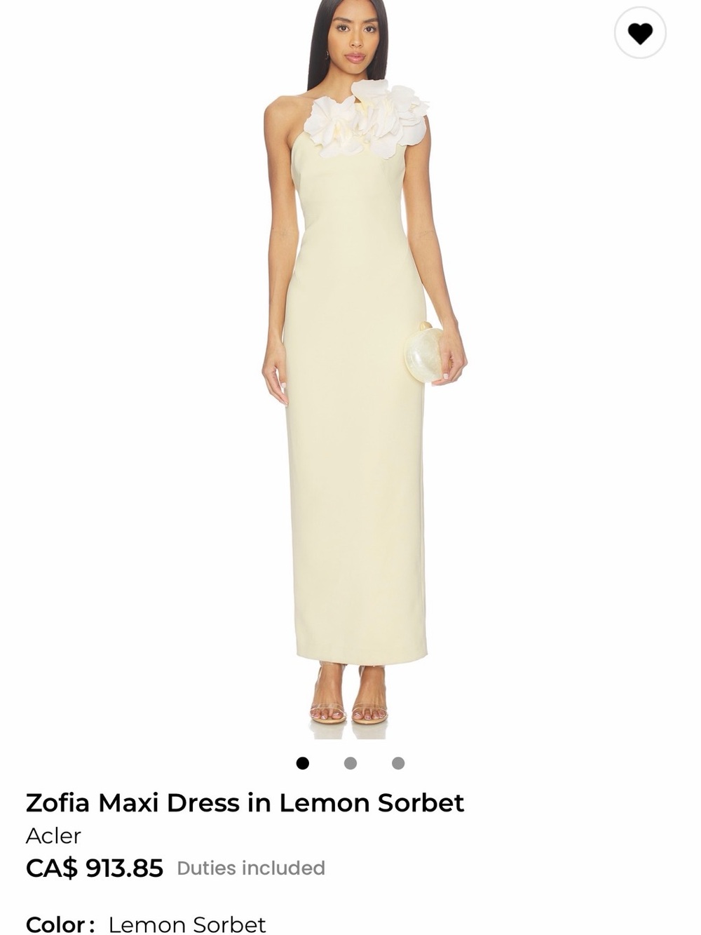 Acler Zofia One-Shoulder Maxi Dress in Lemon